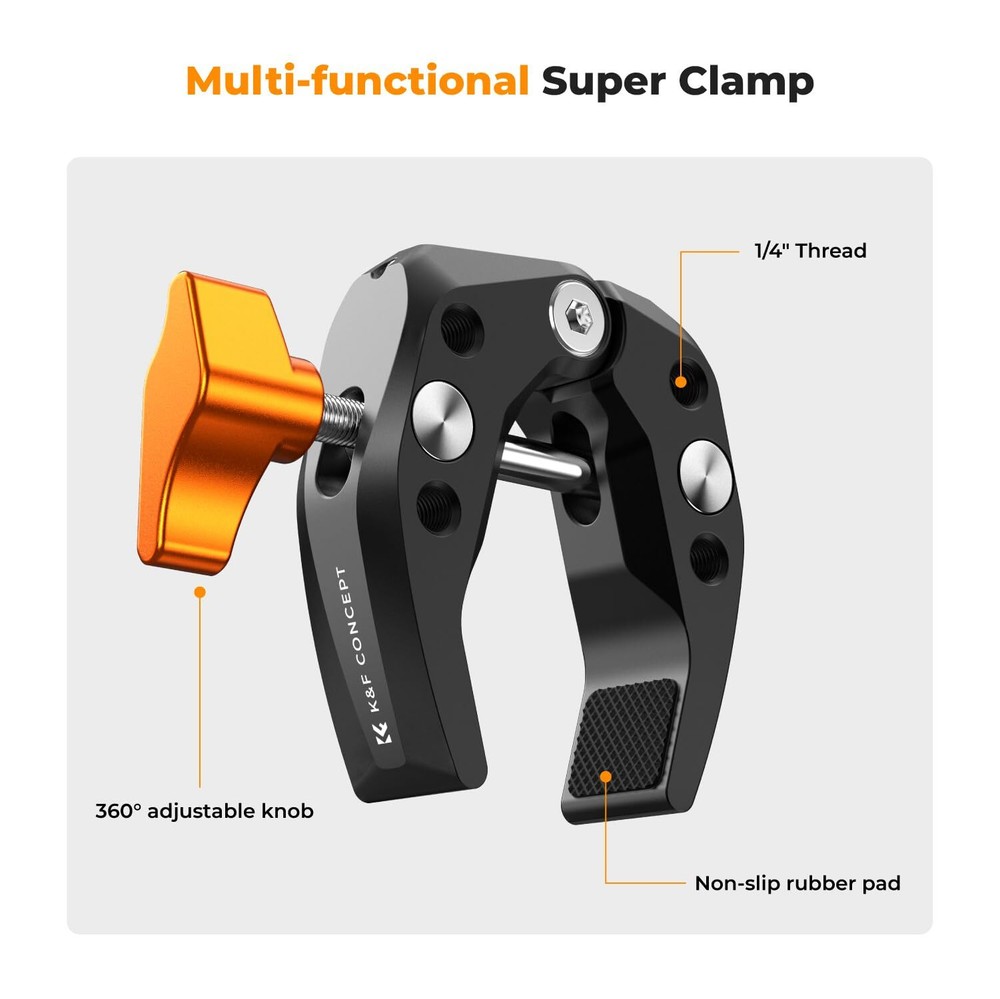 Multifunctional Super Clamp with 1/4" Thread Tripod Clamp Mount for Camera Ph...