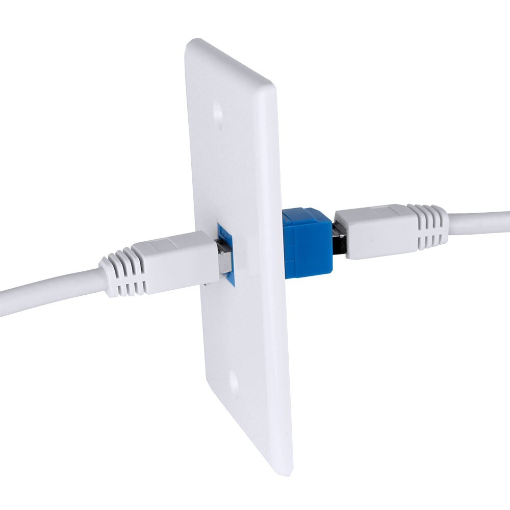 Construct Pro Cat5e Keystone Pass-Through Coupler Jack Insert (White, 5-Pack)