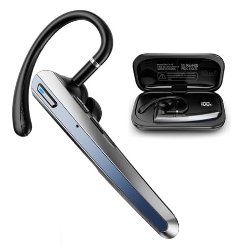 Bluetooth Headset with Microphone - Single Ear - Wireless Earpiece & Charging