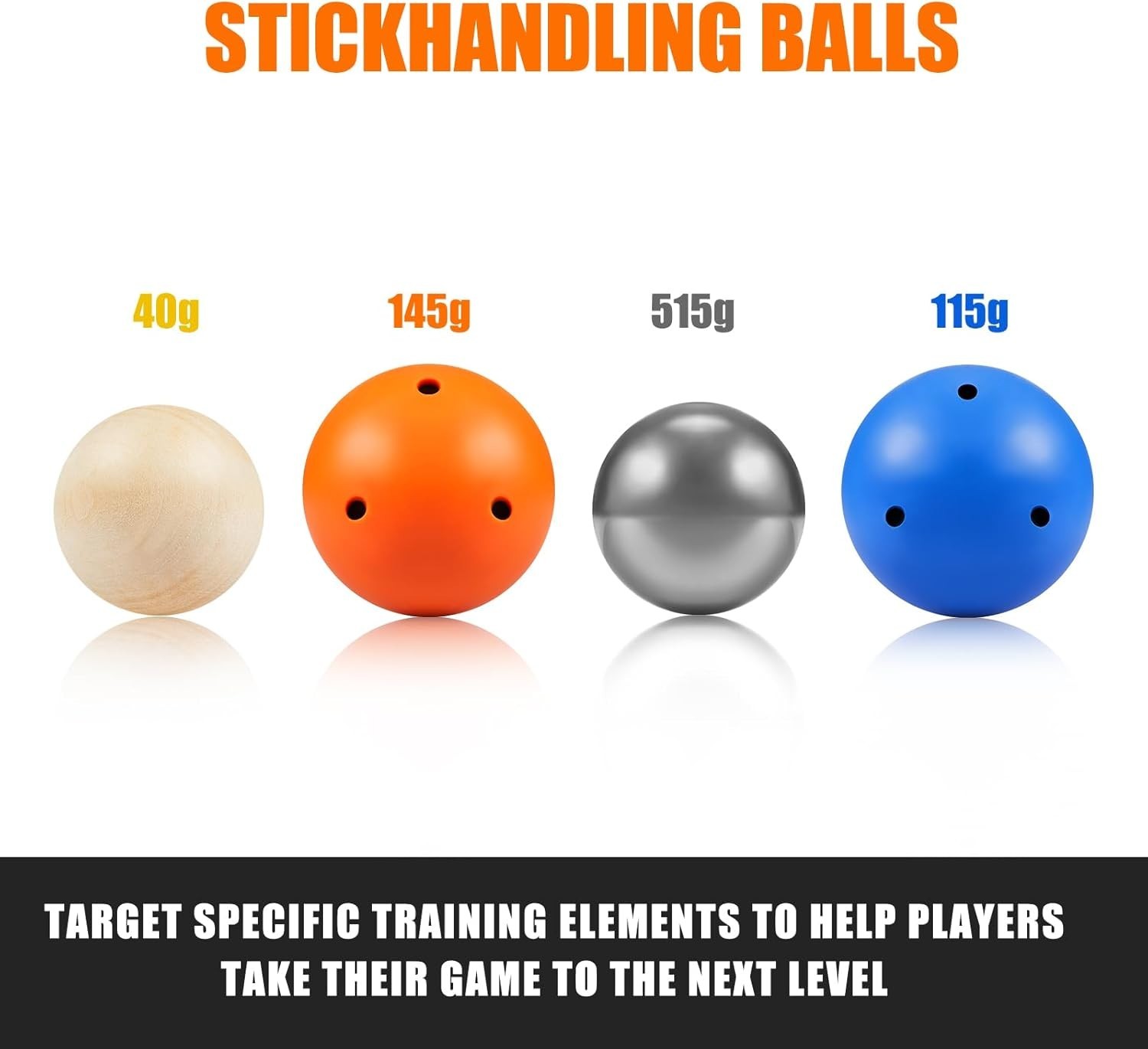 4pc Hockey Stickhandling Balls Weighted No Bounce Training Set