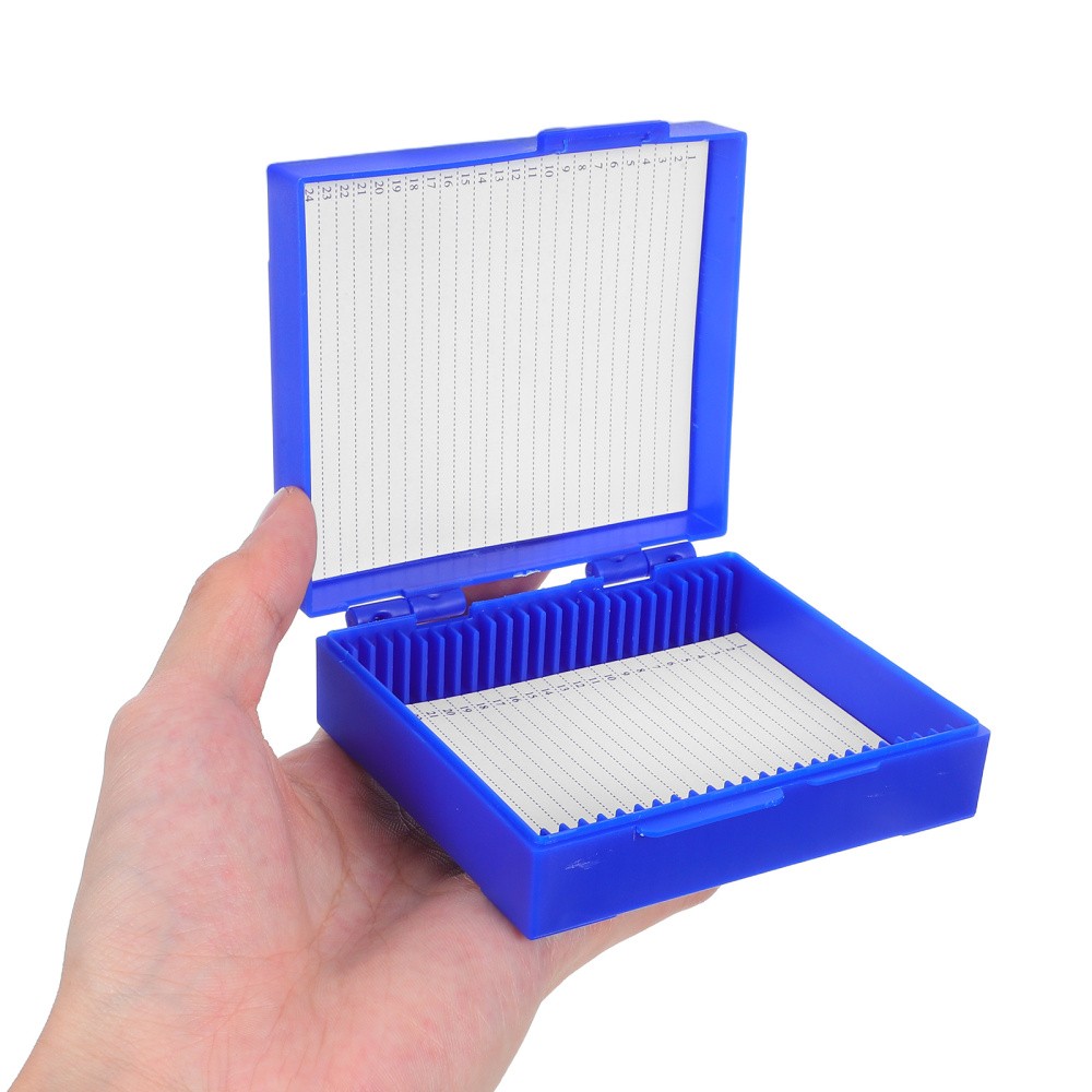 4pcs Laboratory Slide Holder Plastic Boxes 25 Slots Microscope Slide Storage