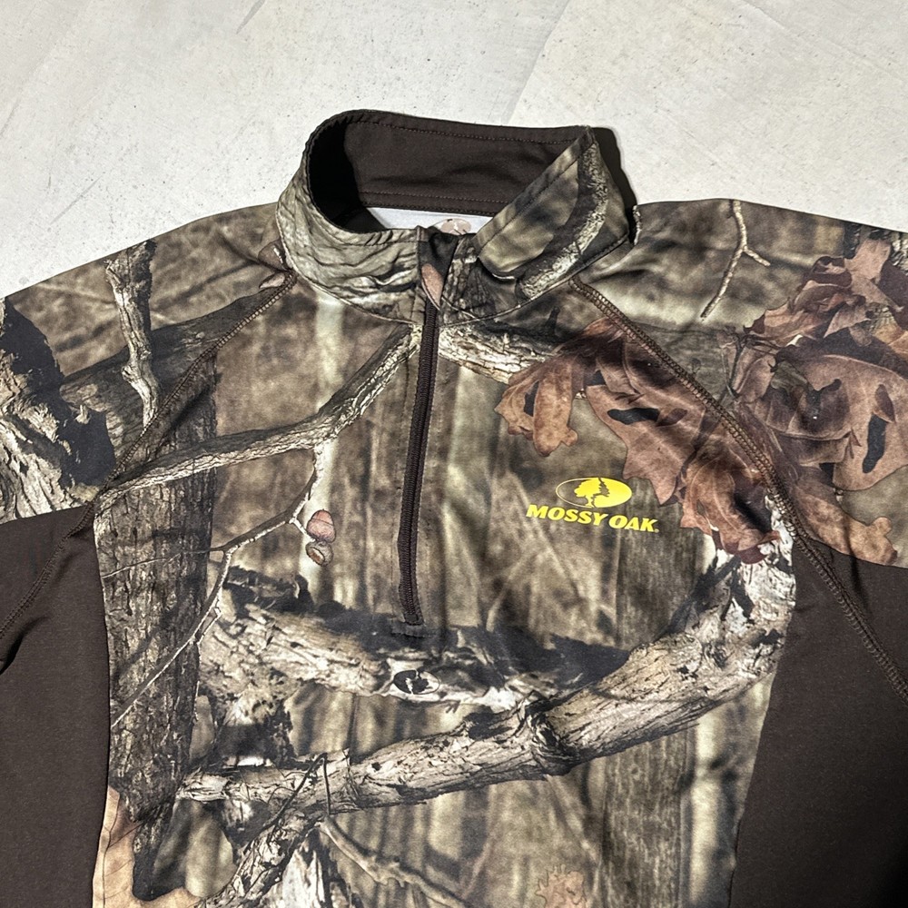 Men’s Mossy Oak Break Up infinity Camo 1/4 Zip Pullover SZ Medium M Scent Block