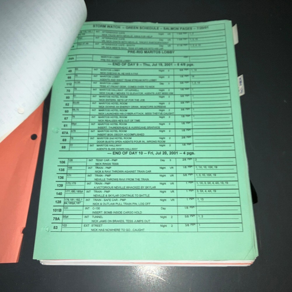 Storm Watch 2001 Movie Script Sci Fi Gamer Production Draft Notes COA