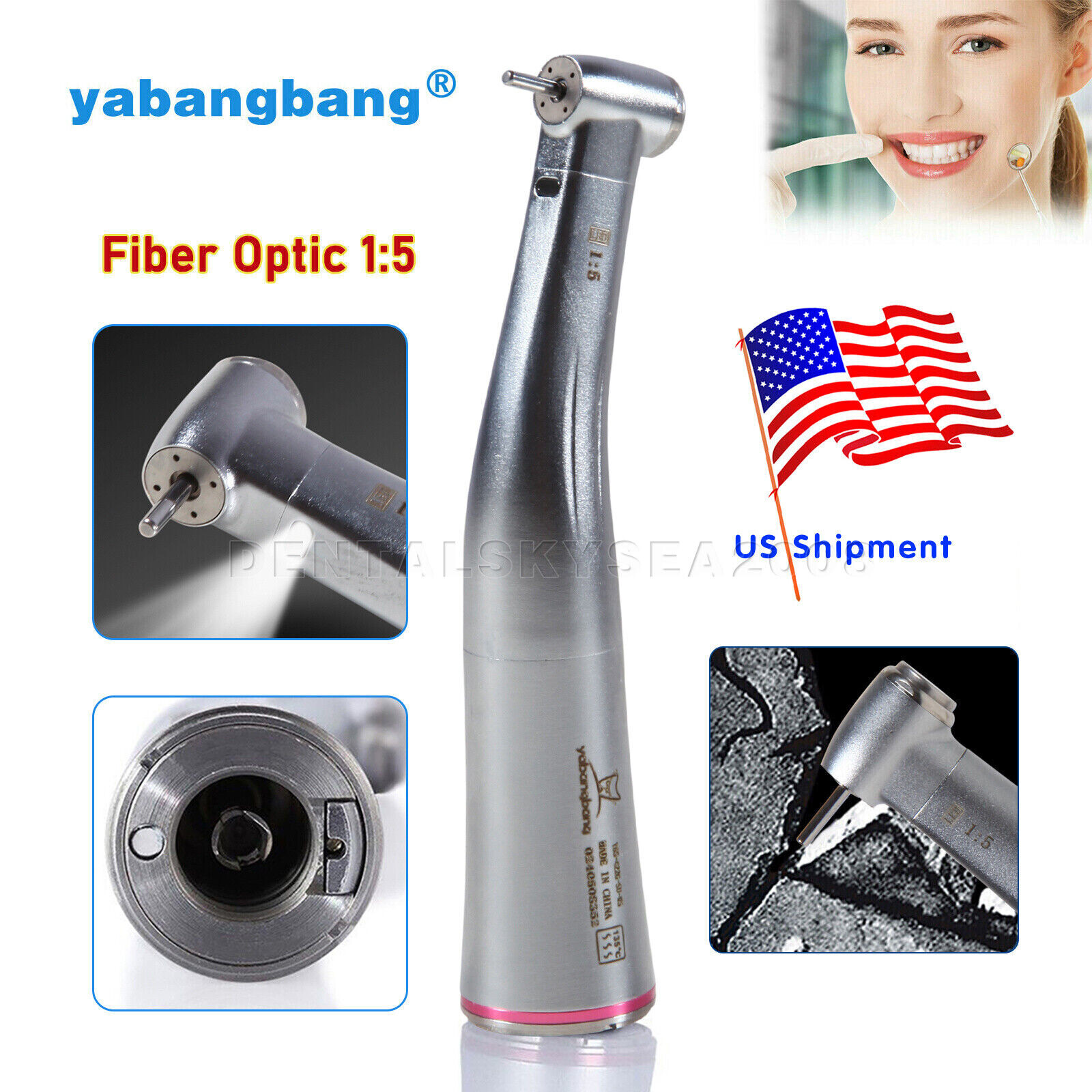 Dental 1:5 LED Fiber Optic Contra Angle Handpiece Fit For NSK Ti-MAX X95L
