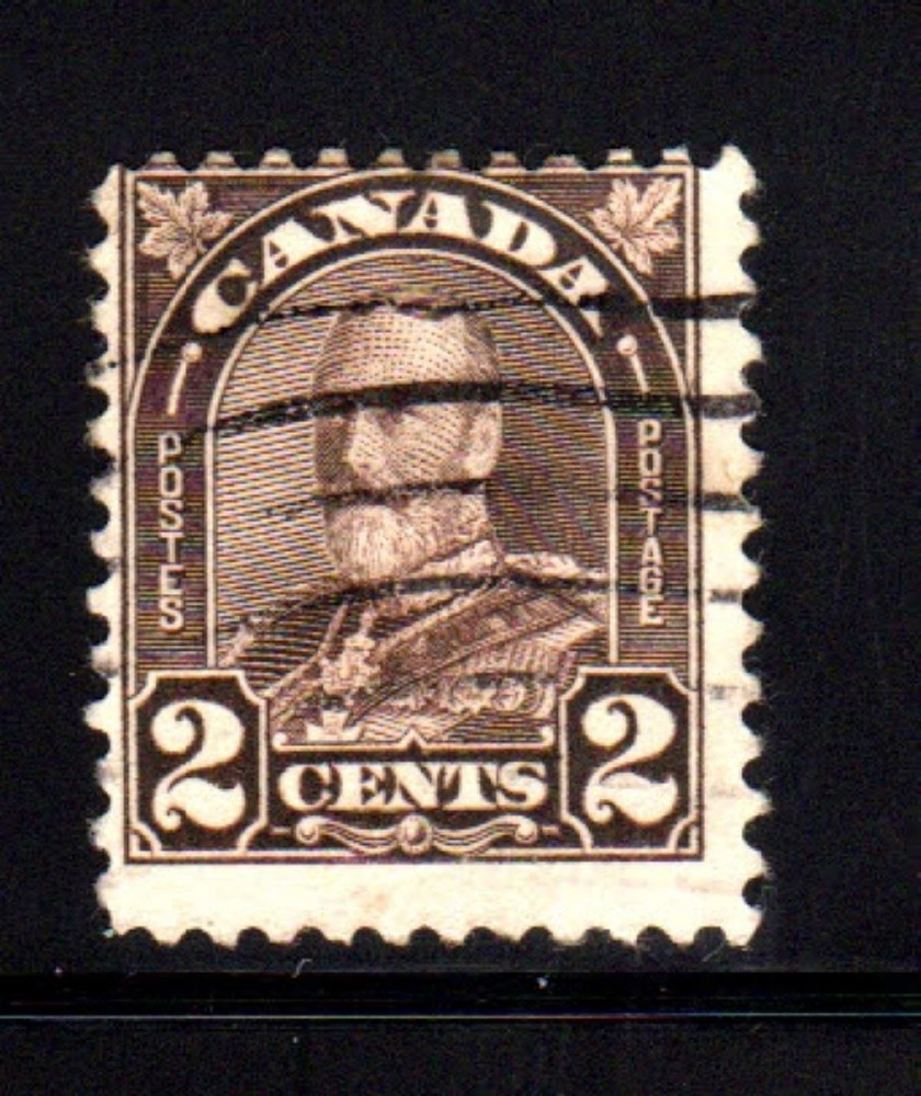 CANADA #166  2  CENT KING GEORGE V  ARCH/LEAF ISSUE  USED   b