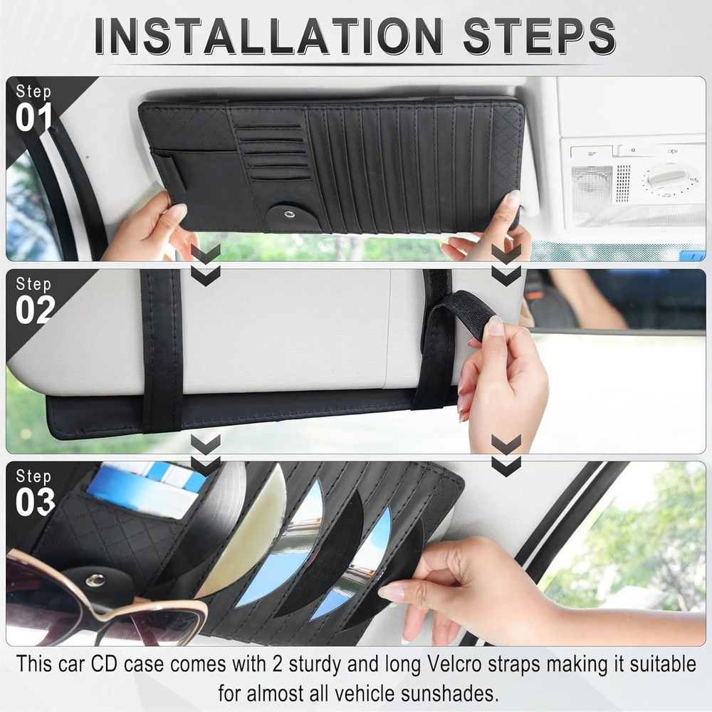 Sun Visor CD Case Holder for Car - Multi-Function Visor Organizer with CD/DVD...