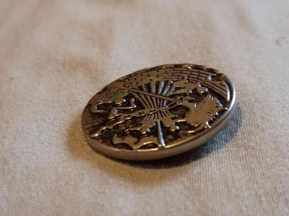 Antique Ship Metal Picture Button.