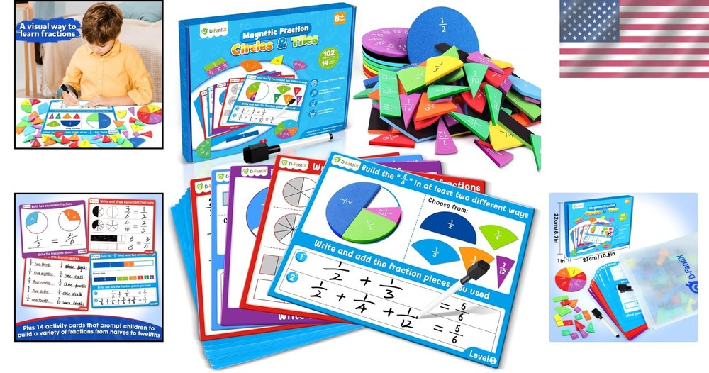 Magnetic Fraction Tiles & Circles Activity Set for Engaging Math Learning