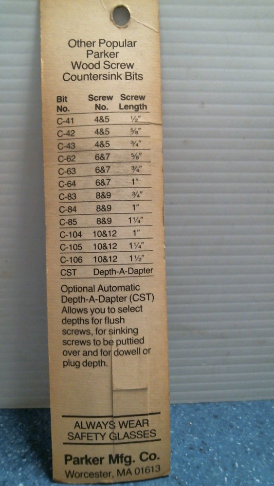 Parker Woodscrew Countersink Bit (C-84) FS