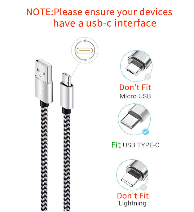 5 Pack Braided USB-C Charging Cables –6FT Fast Charge Type-C for Samsung Android