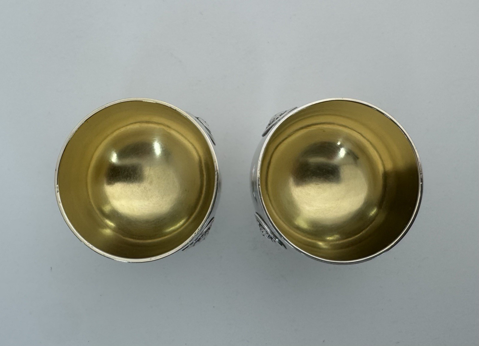 Magnificent Gorham Medallion Aesthetic Sterling Silver Gilt Master Salt Cellars