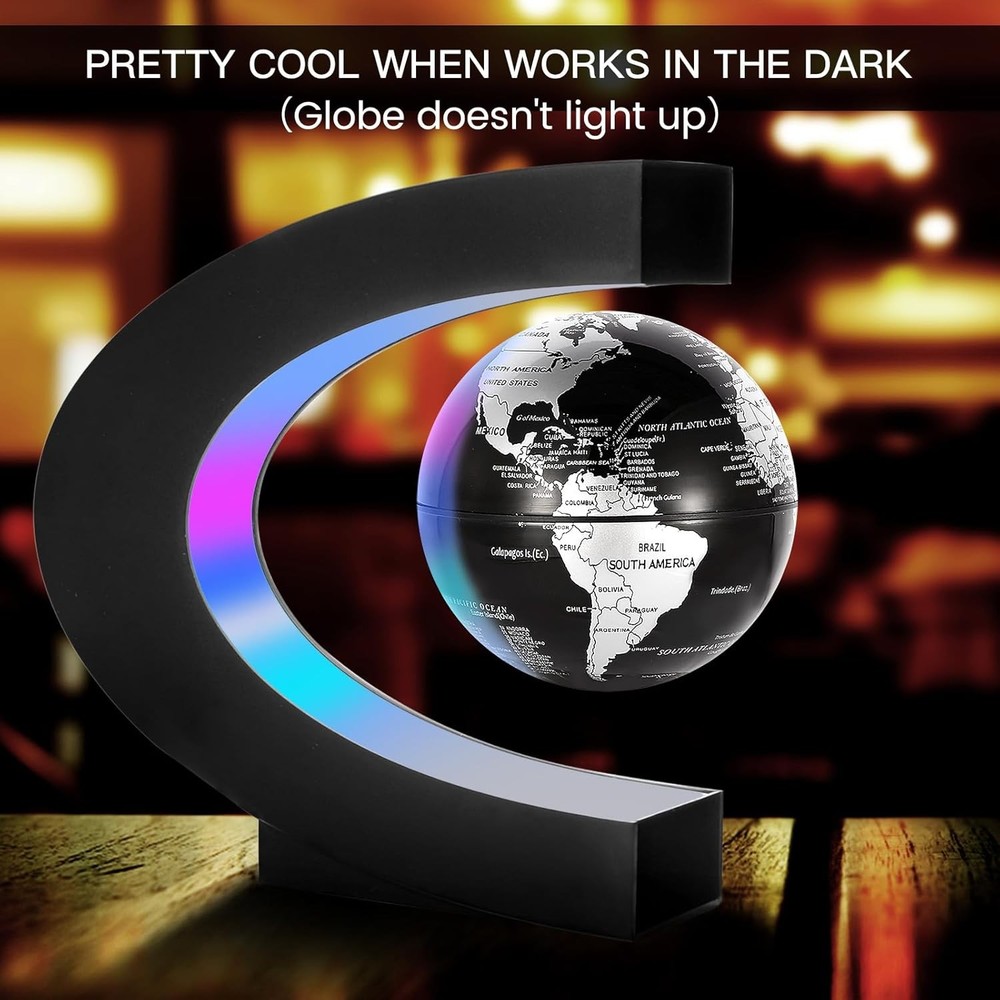 Magnetic Levitation Floating World Map Globe - C Shape Base with LED Lights
