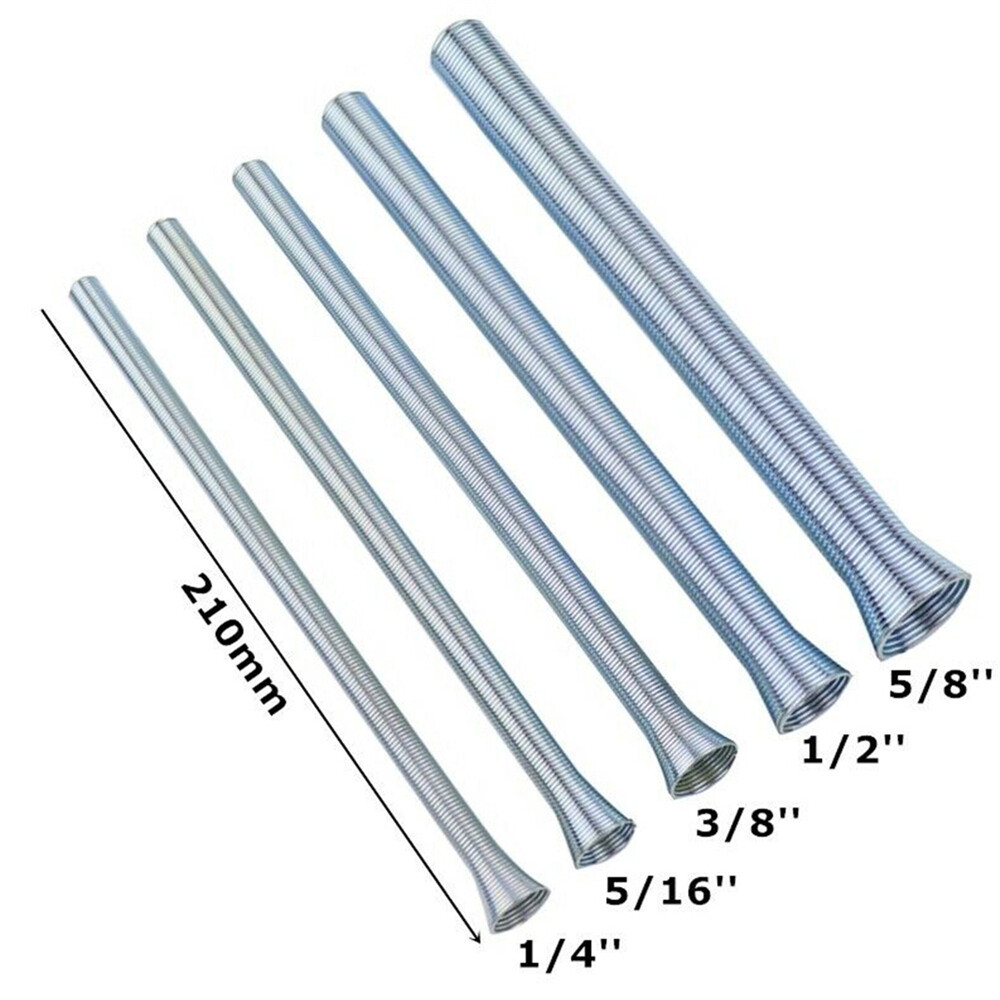 5pcs 21cm Spring Bending Tube Pipe Bender 1/4" 5/16" 3/8" 1/2" 5/8" Silver Set