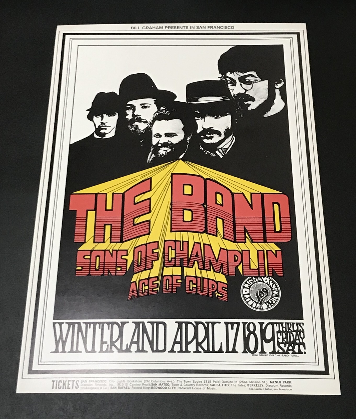 The Band - 1969 Winterland San Francisco, CA - Bill Graham 1st Print Poster