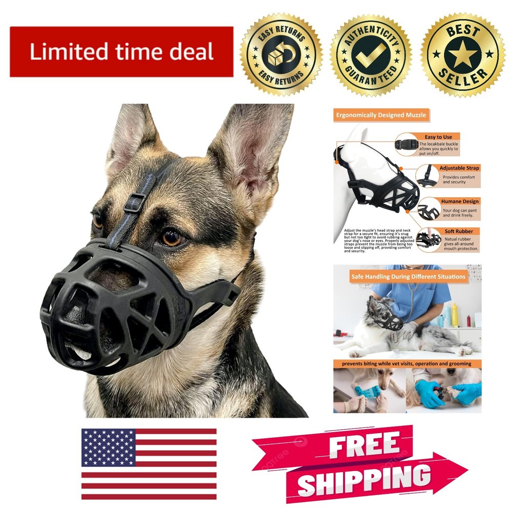 Humane Adjustable Dog Muzzle for Large Breeds - Perfect for Training & Grooming