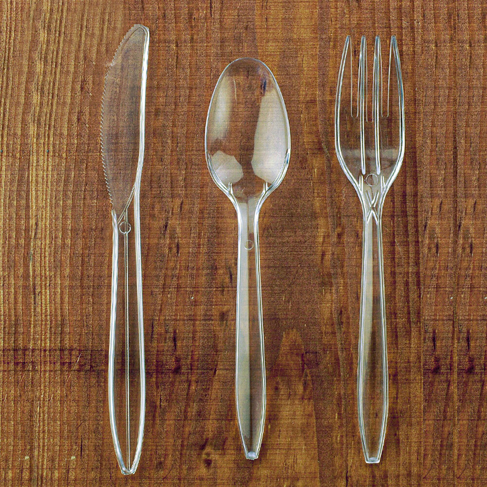 Reusable Tithe Clear Plastic Cutlery Set Catering & Camping Supply
