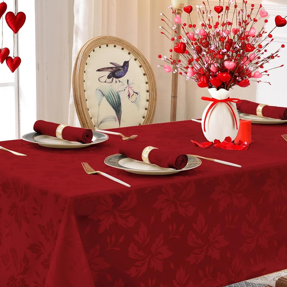 Jacquard Rectangle Tablecloth Waterproof Damask Floral Decorative Table Cloths