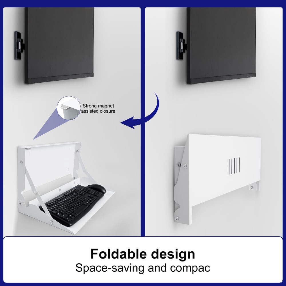 1 Pcs 24 Inch Keyboard Wall Mount Foldable Fits Standard Computer Keyboard Mo...