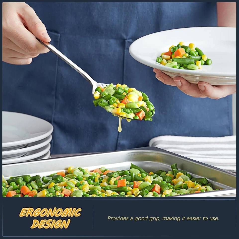 4-Piece Serving Spoon Set - Includes 2 Serving Spoons and 2 Slotted Spoons, Larg