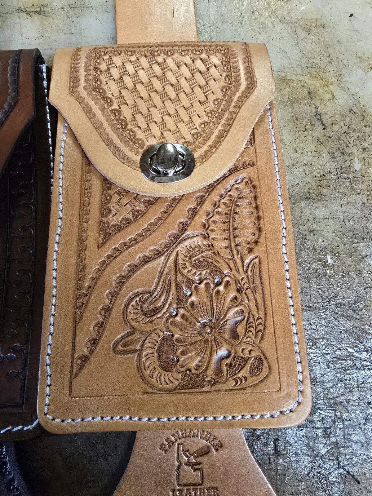 Customizable Leather Saddle Cell Phone Holder