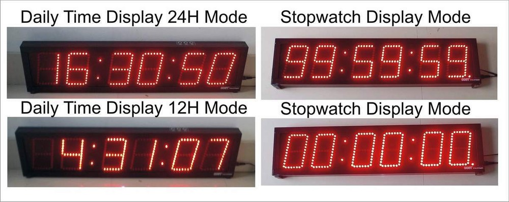 4" 6 Digit LED Stopwatch / Alarm Clock -Count UP/Countdown , LED Clock Display