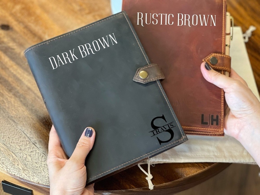 Personalized Leather Journal Notebook, A5 Notebook Cover, Refillable Journal