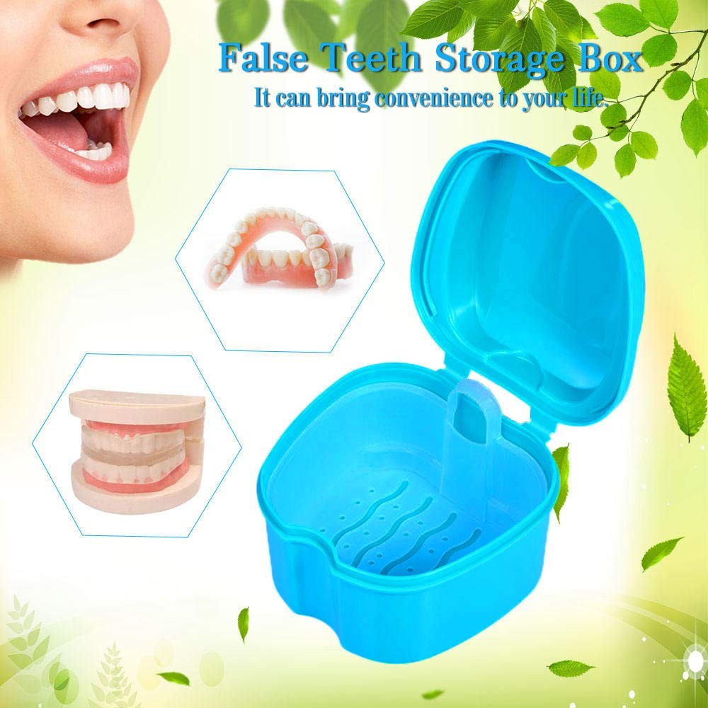 Denture Bath Box Retainer Case Navy Blue