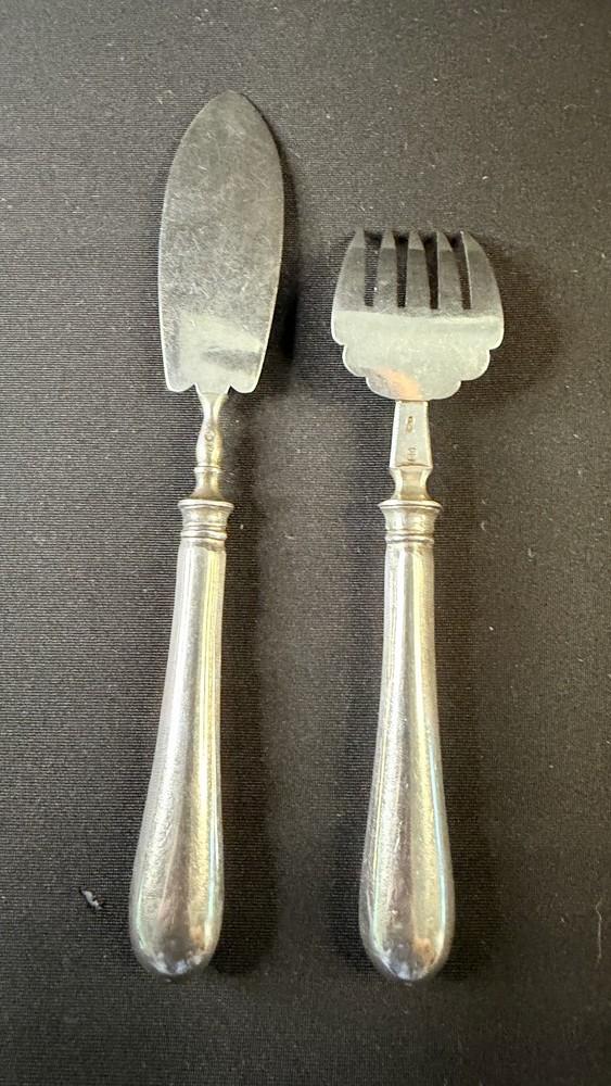 Antique Russian 84 Silver Pastry Server and Fork Set. Solid Silver 875 fine