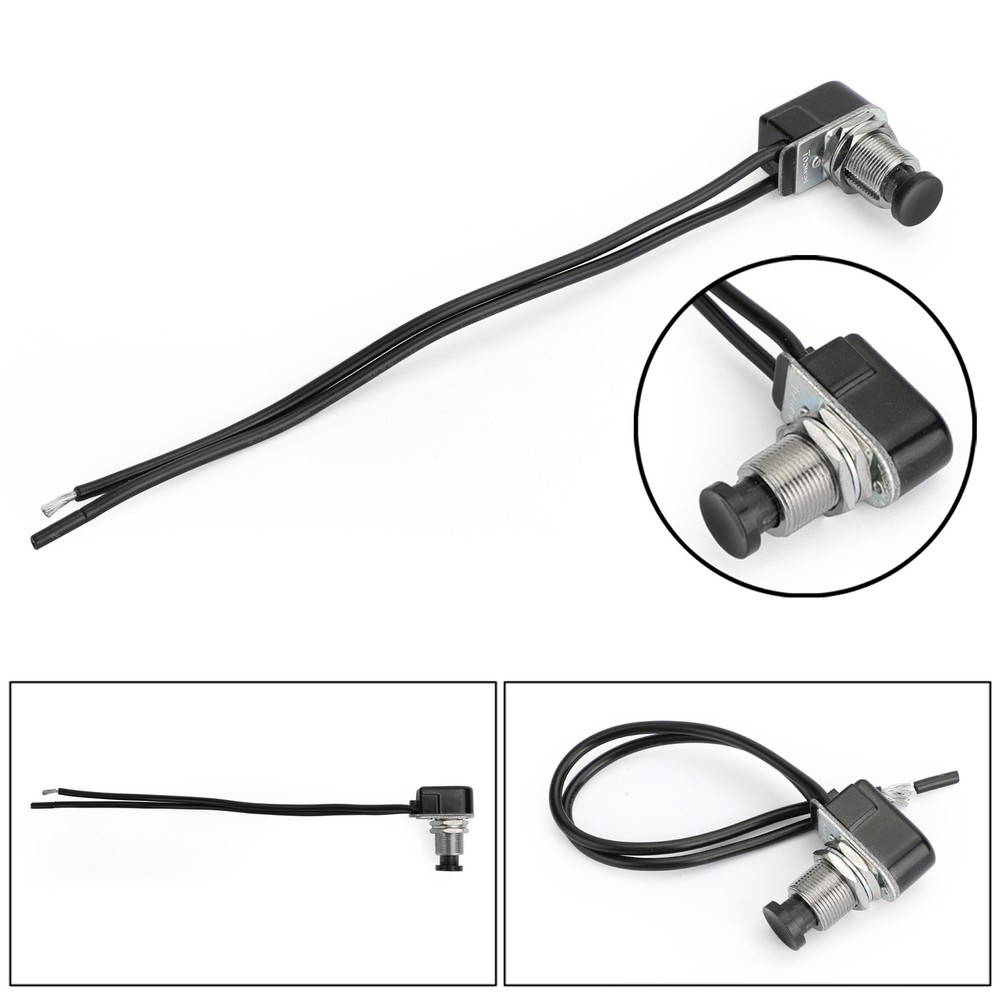 1* Normally Open Momentary Self-resetting Push Button Reset Switch w/Wire Black✨