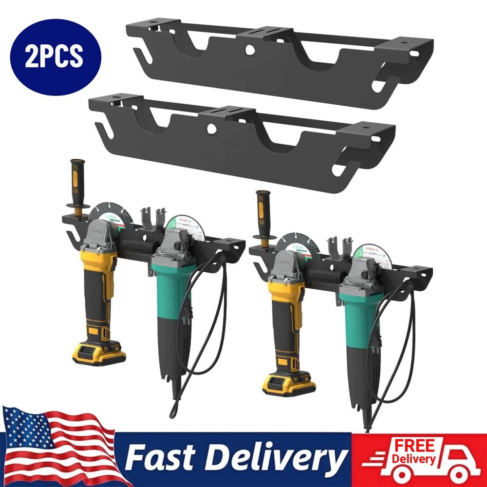 2PCS Angle Grinder Holder Angle Grinder Rack/Stand Storage Rack Wall Mount Black