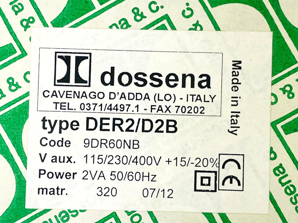 DOSSENA & C. DER2/D2B Time Relay 9DR60NB