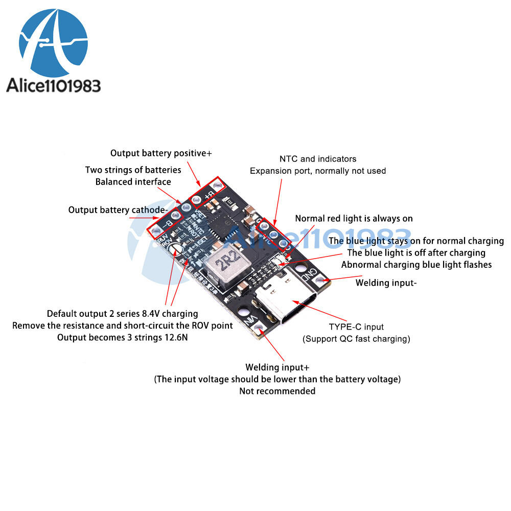 Type-C USB Li-ion Battery Boost Quick Charge Board UAV charging module 3.7V 3S