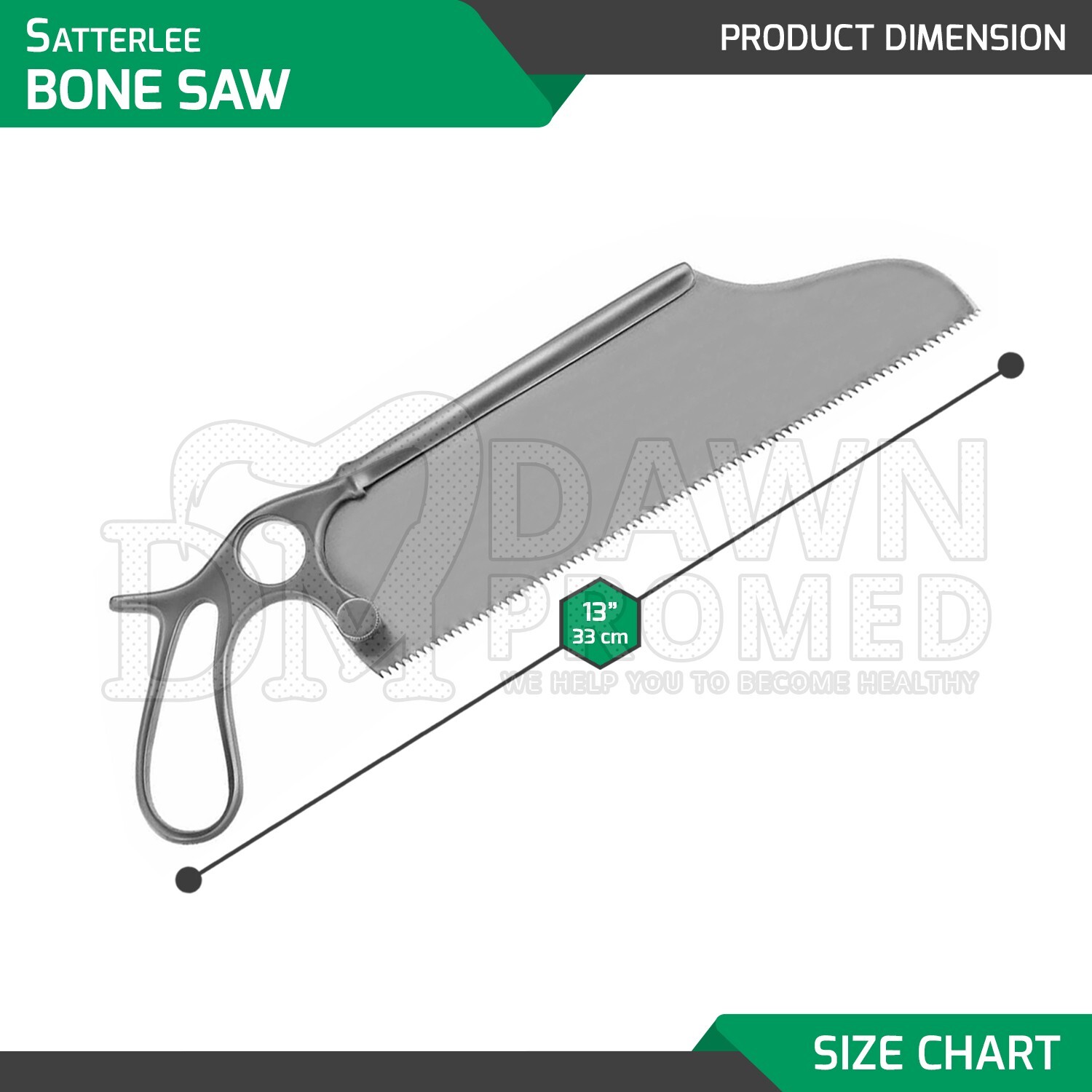 Satterlee Bone Saw 13″ Ring Handle Orthopedic Surgical Veterinary Inst German Gr