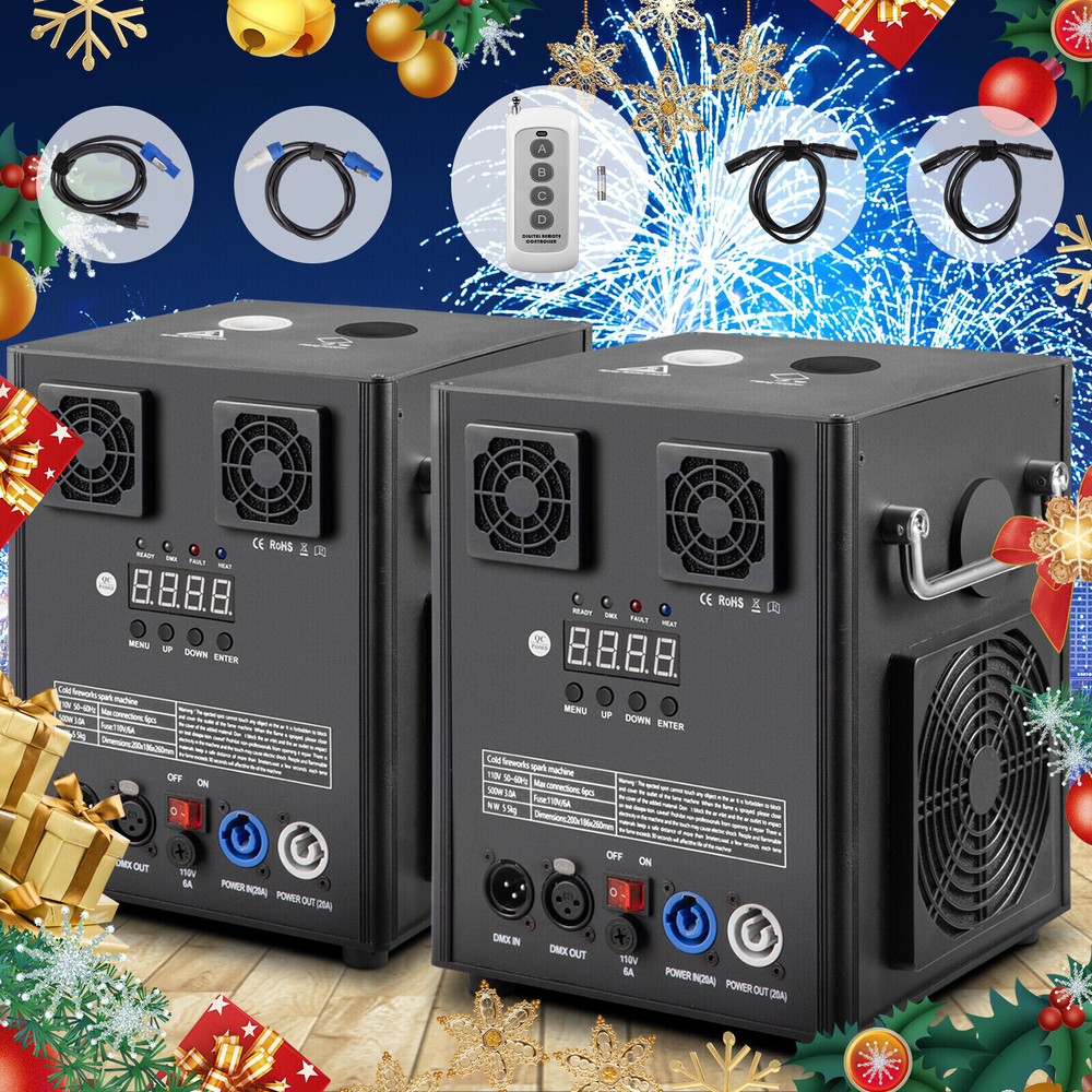 2PCS 700W Cold Spark Machine DMX Firework Machine 5-16ft Wedding DJ Show Light