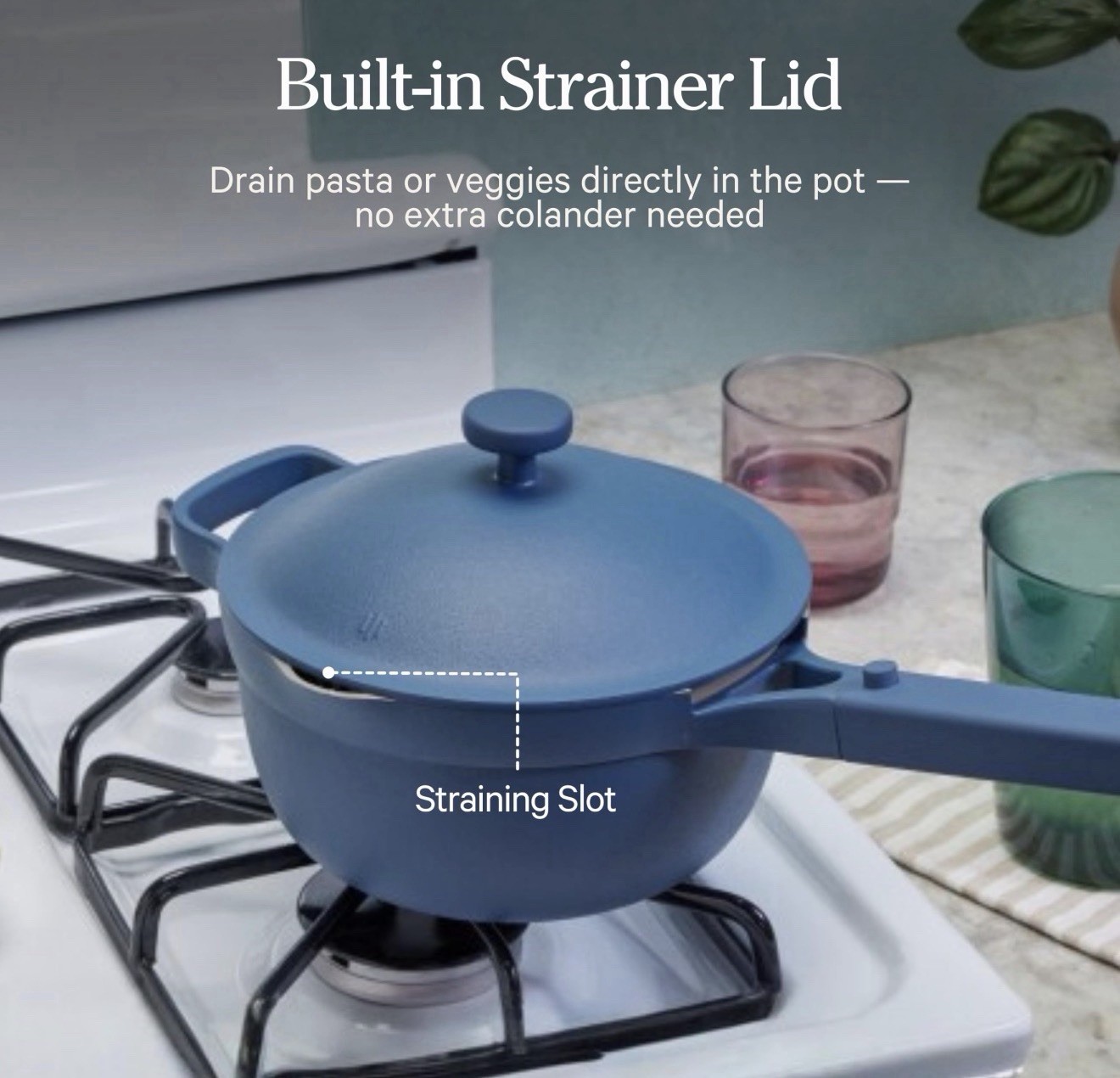 Our Place Mini Perfect Pot Blue Salt - 2.75 Qt 8.5” Tri Ply W Beechwood Spoon