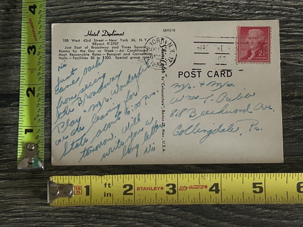 Kiss Concert Display Companion Hotel Diplomat NY Postcard Vintage Kiss Aucoin B