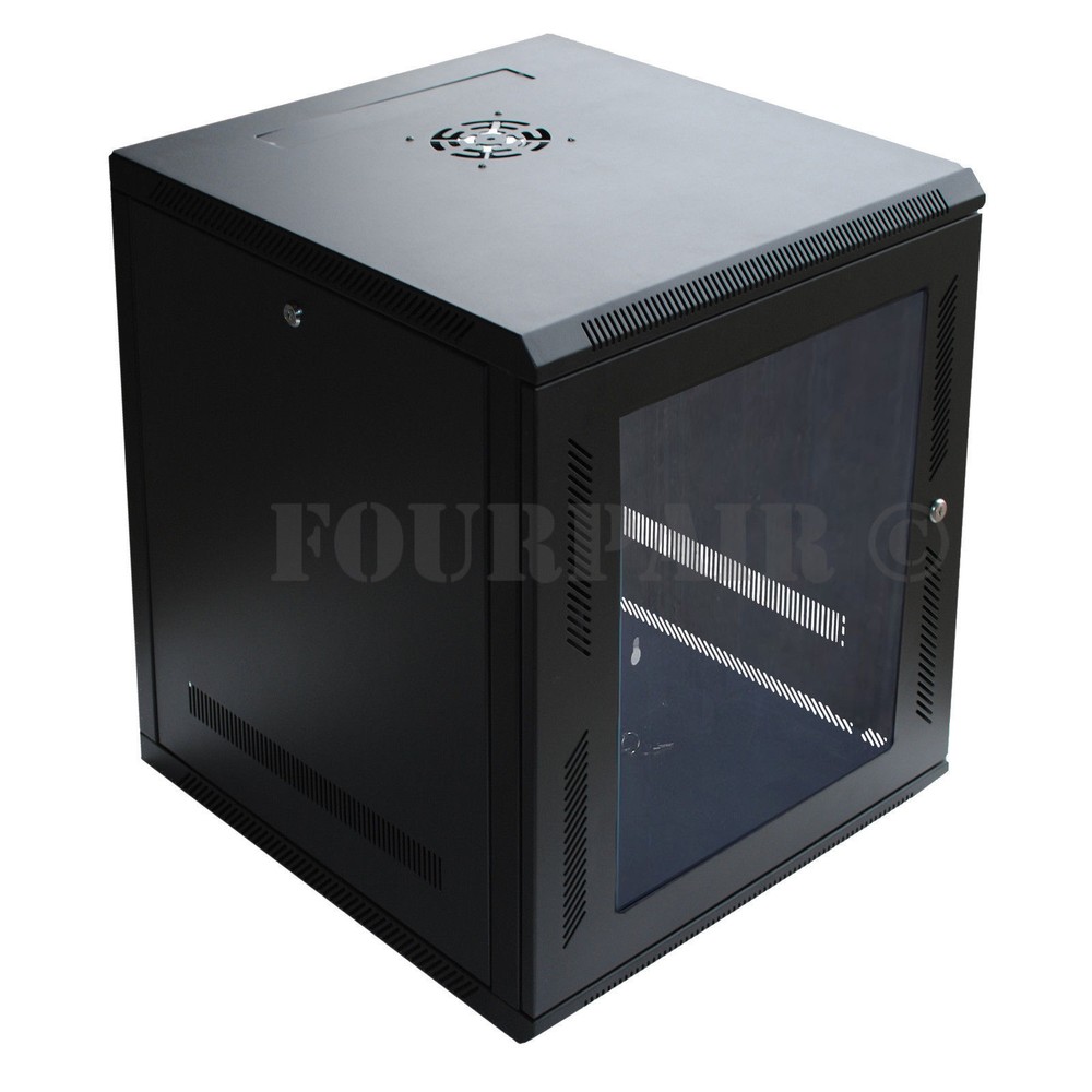 12U Wall Mount IT Server Network Cabinet Data Rack Locking Glass Door 24" Deep