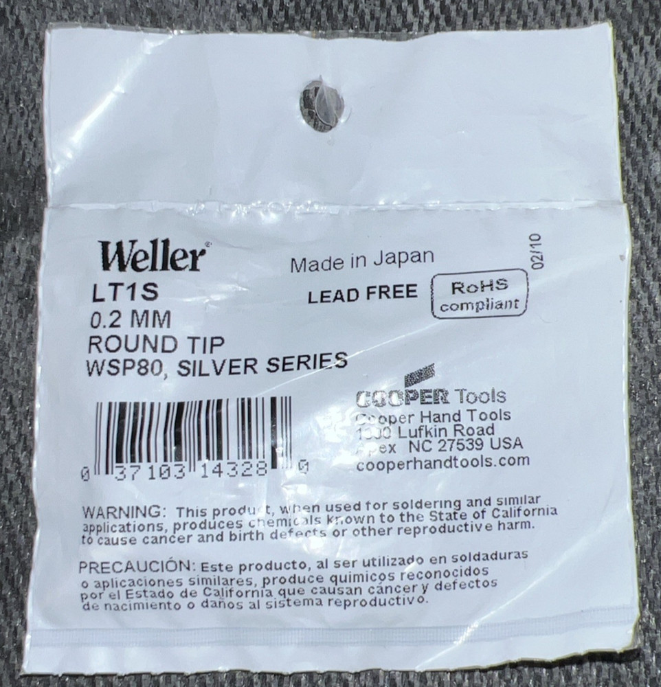 WELLER LT1S ROUND TIP FOR Weller WSP80 SILVER SERIES 0.2MM