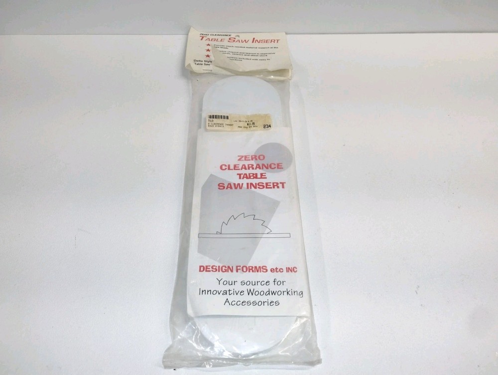Zero Clearance Table Saw Insert, Delta Style, #18413, New In Package.
