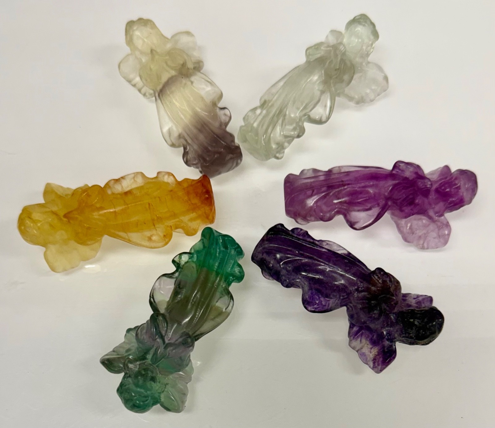 Wholesale Lot 6 Pcs Natural Fluorite Angels 7cm crystal Healing Energy