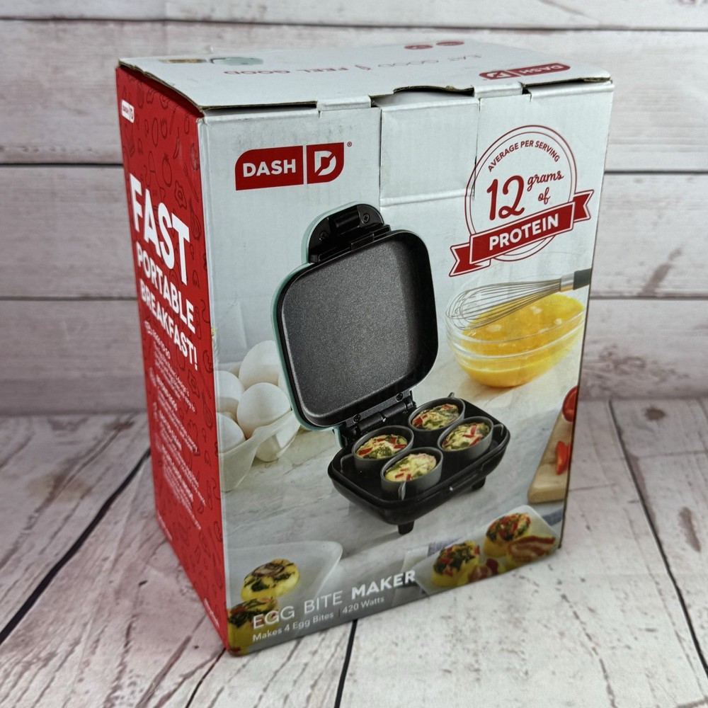Dash Egg Bite Maker Aqua Mini Breakfast Sandwich Cooker 4 Cup Nonstick