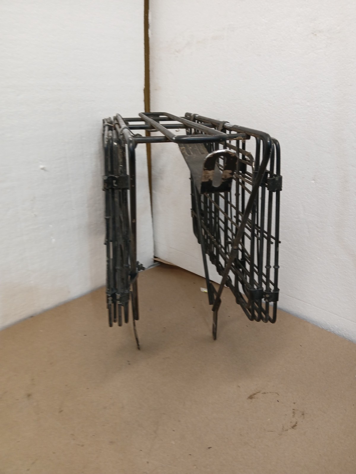 Vintage Folding Bicycle Rear Wire Pannier Cargo Basket Rack Black Metal