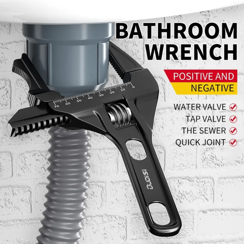 1pc Multifunction Adjustable Wrench Large Opening Bathroom Tool - NEW