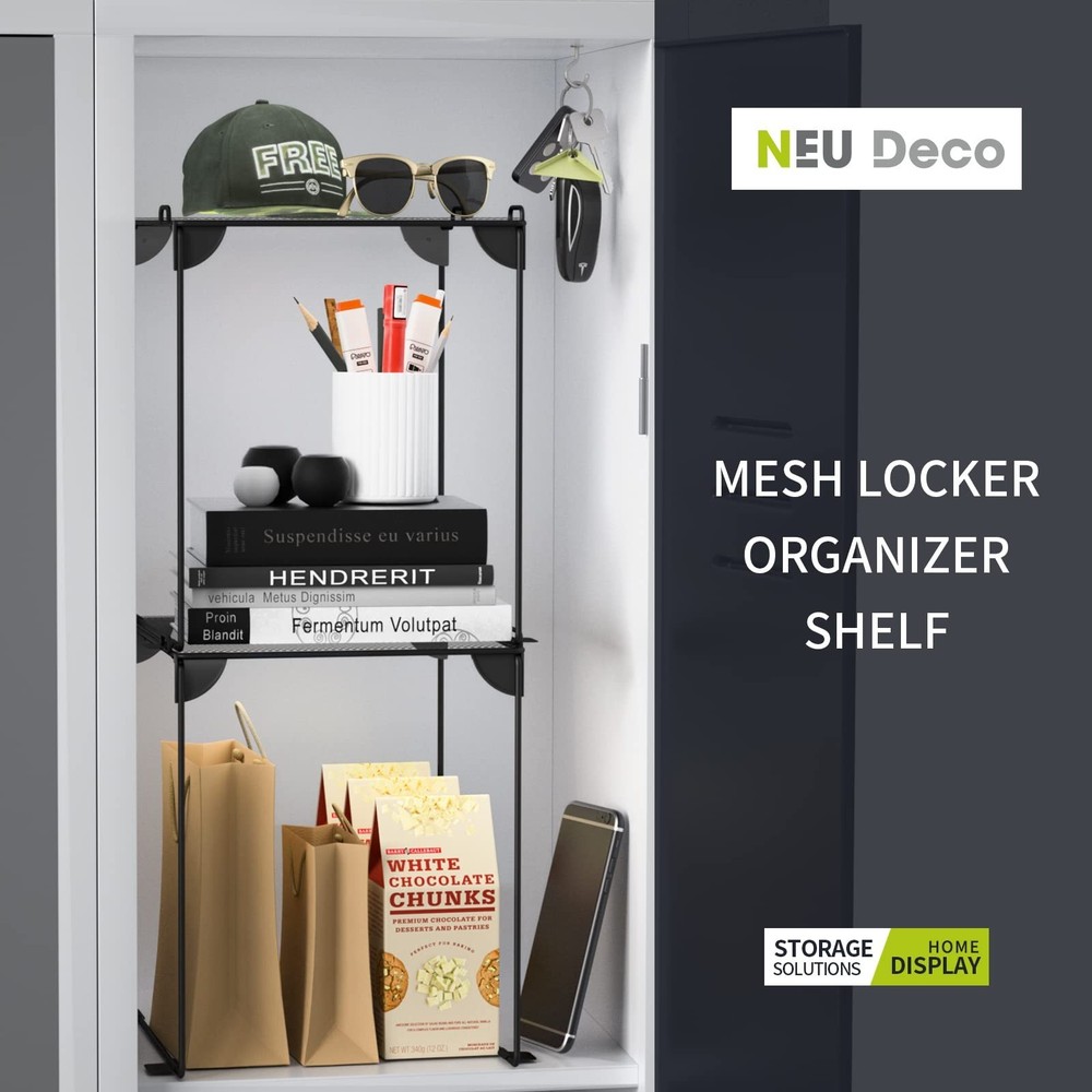 Pack 2, Mesh Locker Shelf, Stackable Extra Tall Locker Organizer, Collapsible...