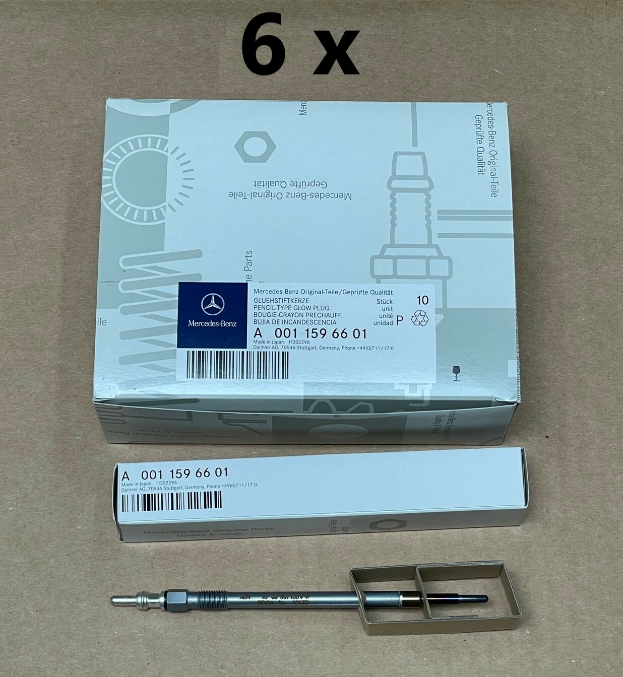 6 x Mercedes-Benz Genuine Glow Plugs (8 mm) ML GL GLK R E Sprinter Class NEW OE