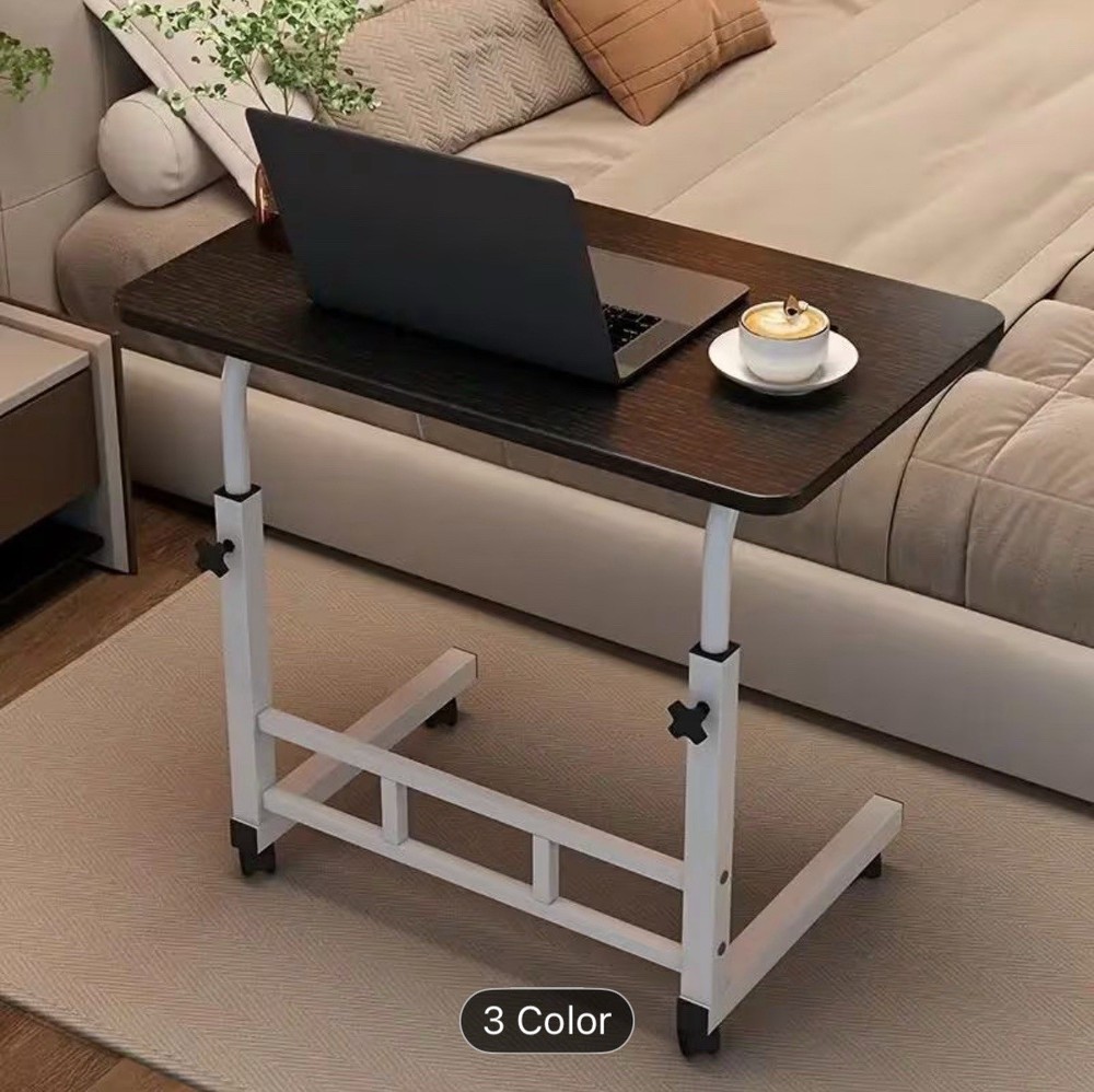 Mobile Lift Table, Adjustable Height, With Wheels Bedside Computer Desk