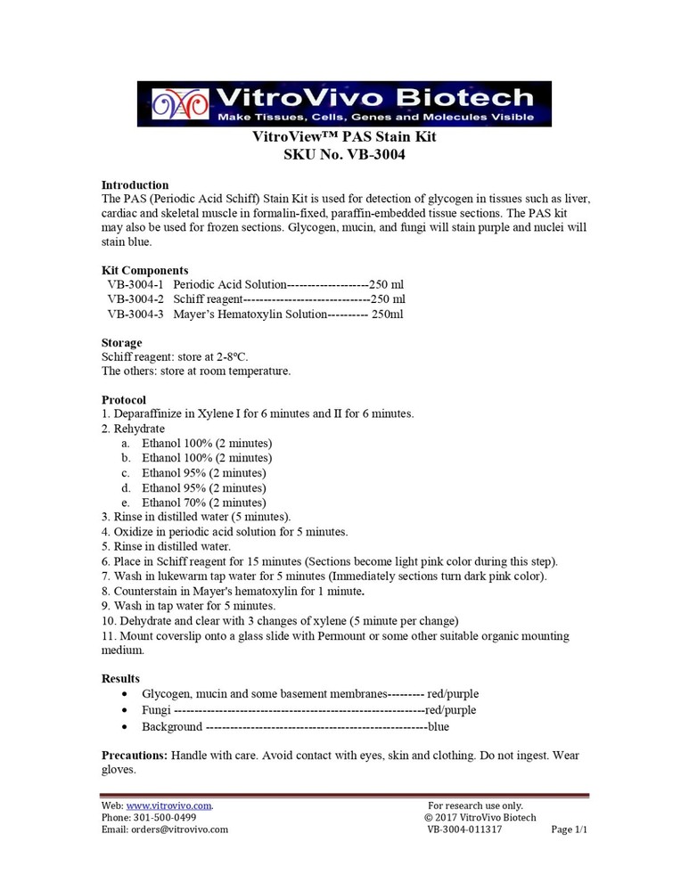 VitroView™ PAS Stain Kit (Cat#VB-3004)