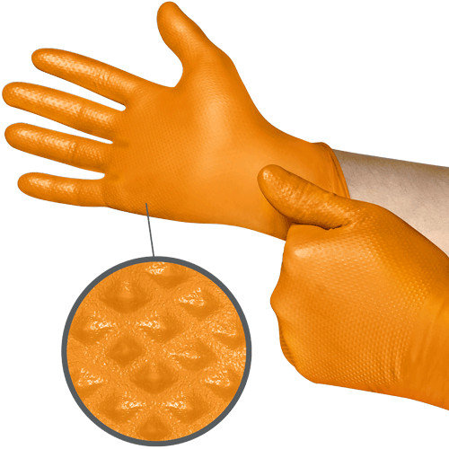 Microflex 93-256M Mega Texture MEDIUM Orange Nitrile Gloves 1 Case=1000