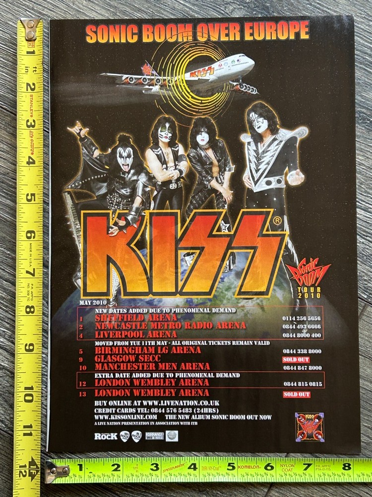 KISS Concert Ad Advert Sonic Boom Over Europe 2010 UK Dates Added Vintage Kiss B