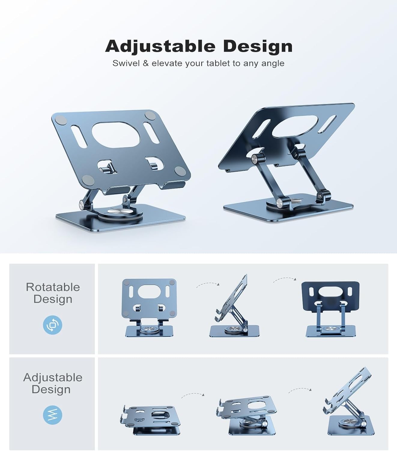 Portable Stand Ergonomic Metal Aluminum Adjustable Tablet Phone Holder Foldable